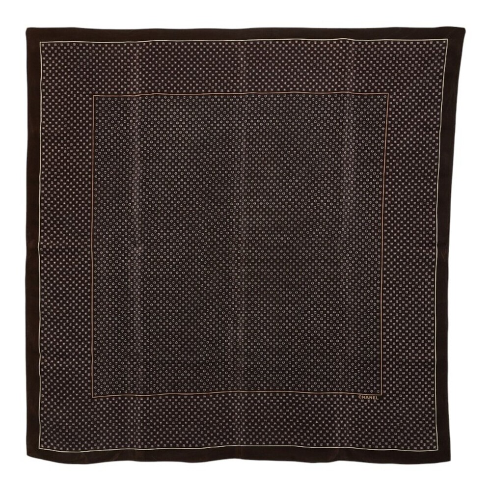 Chanel Coco Mark Scarf Muffler Brown Silk Women's CHANEL